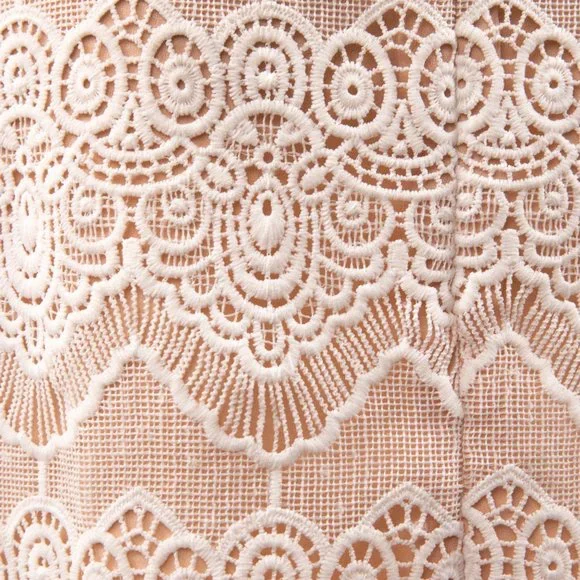 Anthropologie M Illusion Lace Sheath Mini Dress Pink - Picture 2 of 16